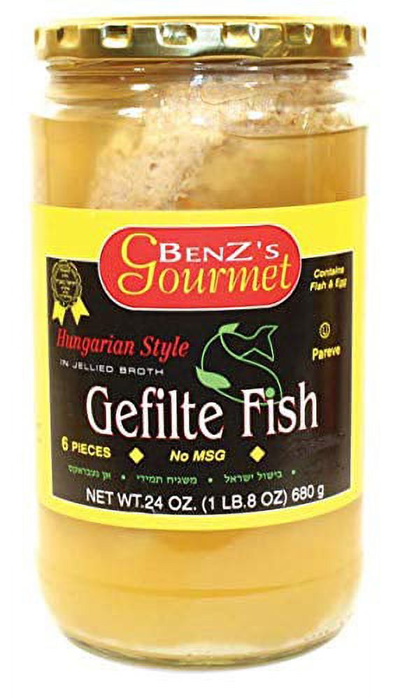 Benz's Jarred Gefilte Fish with No MSG, Kosher Certified, 24 oz