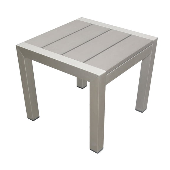 Benzara Versatile And Functional Easy Movable Outdoor Side Table, White-Color:Gray
