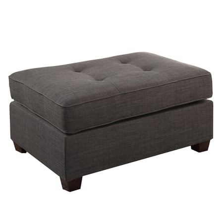 Benjara Cocktail Ottoman In Blue Dorris Fabric-Color:Gray