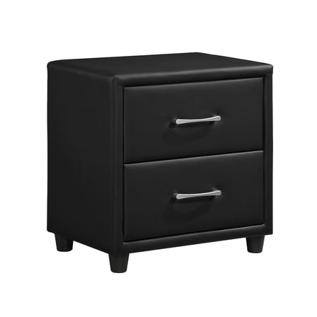 Benzara 2 Drawer Night Stand In Wood And PVC, Black