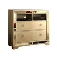 thumbnail image 1 of Benzara 2 Drawers Wooden Media Chest With Loop Metal Handles, Gold, 1 of 5