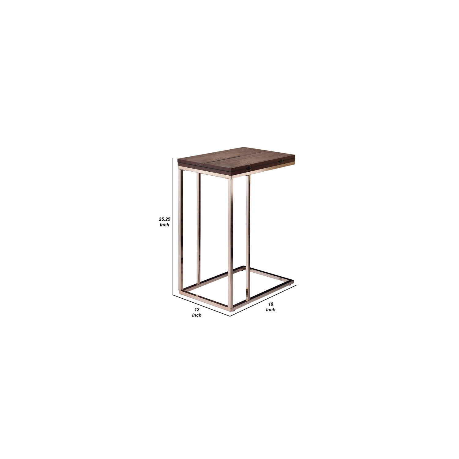 Classic Brown Wood Top Snack Table with Chrome Legs