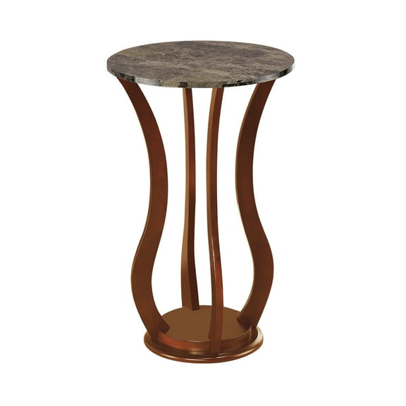 Benjara Transitional Wooden Plant Stand With Faux Marble Top, Brown