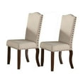 thumbnail image 1 of Benjara Rubber Wood Dining Chair With Nail Head Trim, Set Of 2, Brown And Cream, 1 of 2