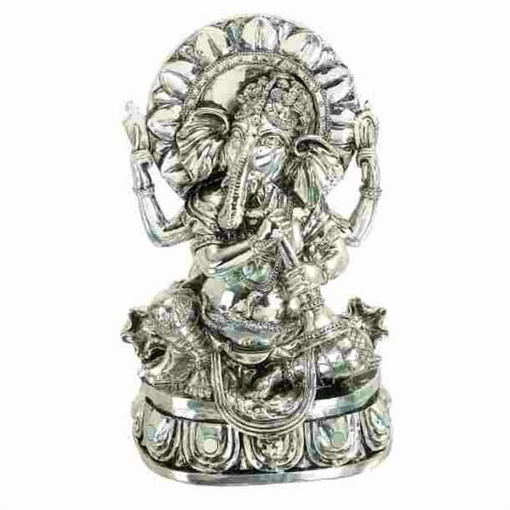 POLYSTONE GANESH WITH ANTIQUE SILVER FINISH