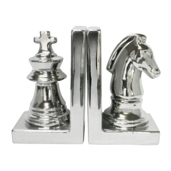Benzara 59722 Striking Ceramic Silver Bookend