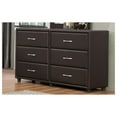 thumbnail image 1 of Benzara 6 Drawer Dresser In Wood And PVC, Brown-Color:Brown, 1 of 4