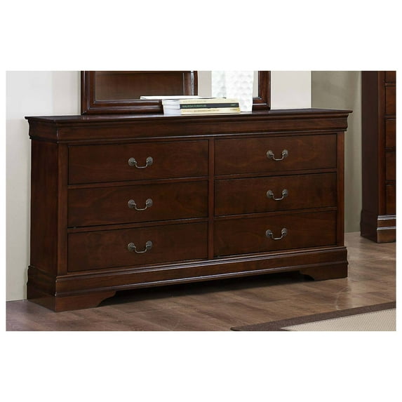 Benzara 6 Drawer Wooden Dresser In Contemporary Style, Black-Color:Brown
