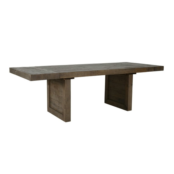 Saltoro Sherpi 95 Inch Plank Style Wooden Extendable Dining Table, Rustic Brown
