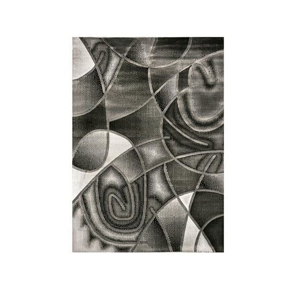 Benzara Abstract Patterned Area Rug In Polyester With Jute Mesh, Small, Gray-Color:Gray