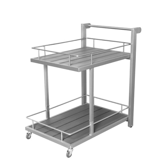 Benzara Aluminum Modern Bar Cart With Two Shelves-Color:Gray