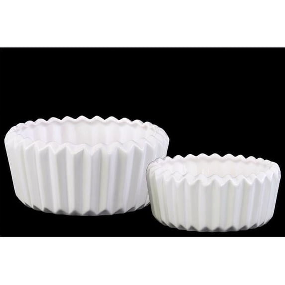 Benzara Amazingly Crafted Round Pot (Set of 2), White