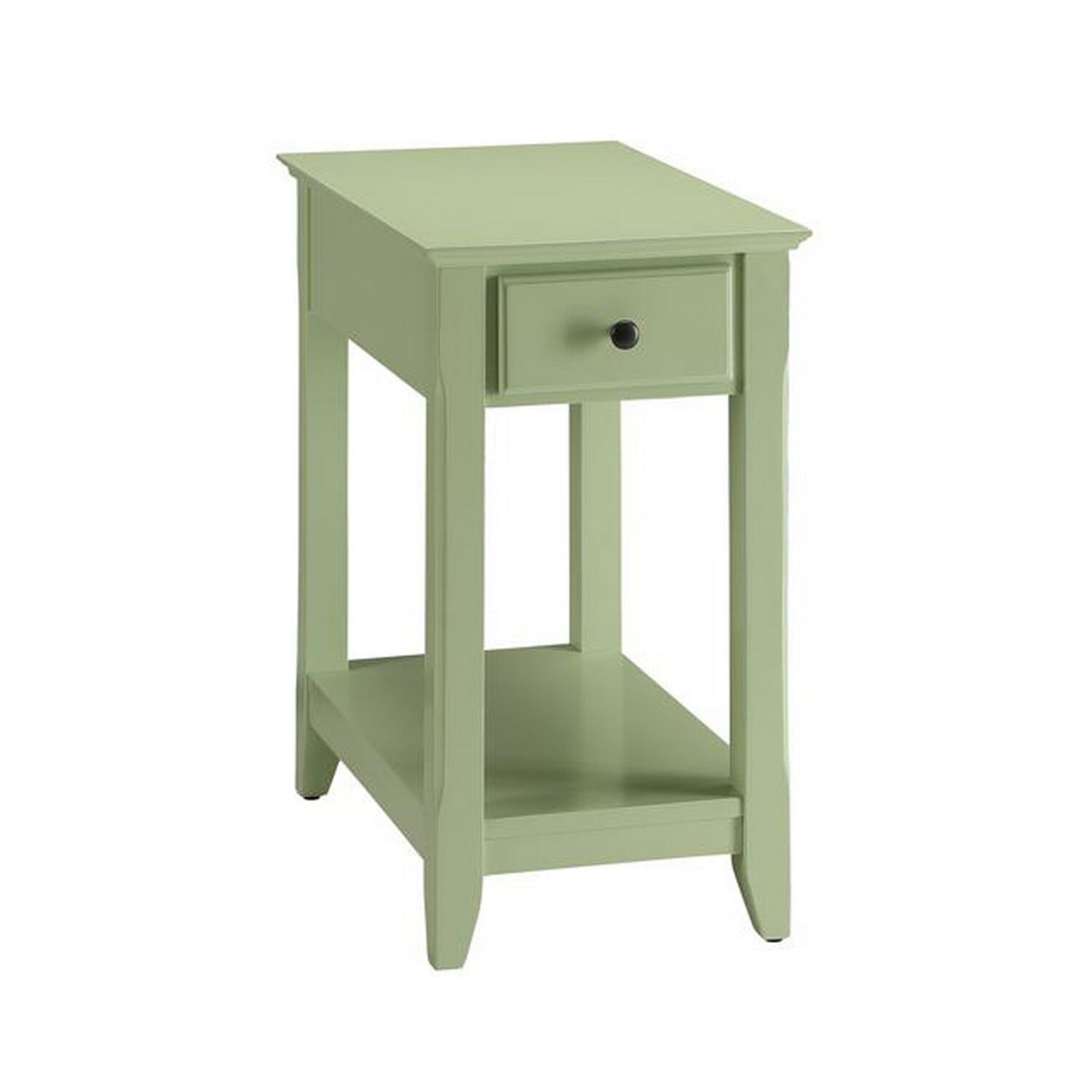 Light Green Wood Rectangular Side Table with Storage