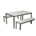 thumbnail image 1 of Benzara Anodized Aluminum Table And Bench Set - Set of 3-Color:White, 1 of 3