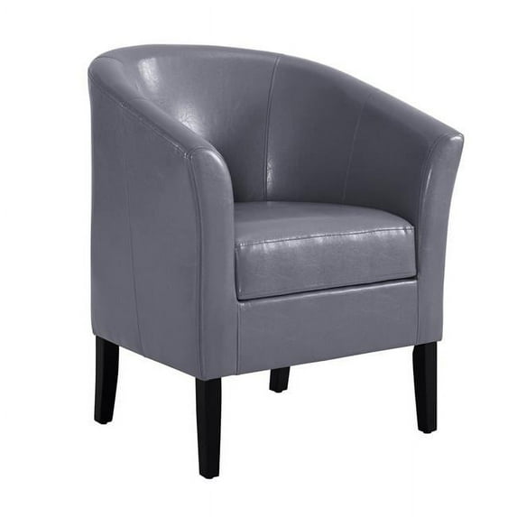 Benzara BM144310 Leatherette Upholstered Club Chair with Cushioned Seat, Gray & Black - 33 x 28.25 x 25.5 in.
