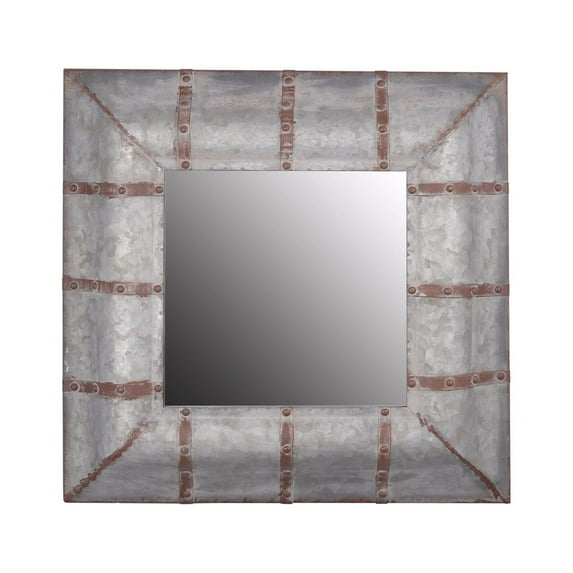 Benzara BM148587 Unadorned Rustic Framed Baldwin Mirror, Gray