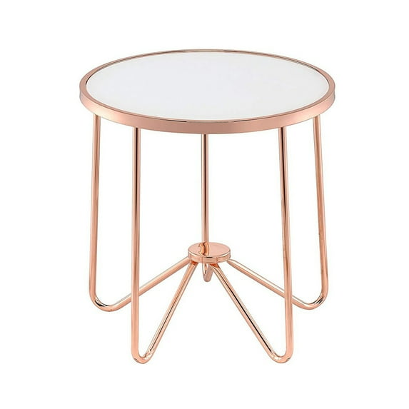 Alivia End Table Frosted Glass & Rose Gold