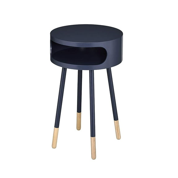 Sonria Round End Table, Black & Natural