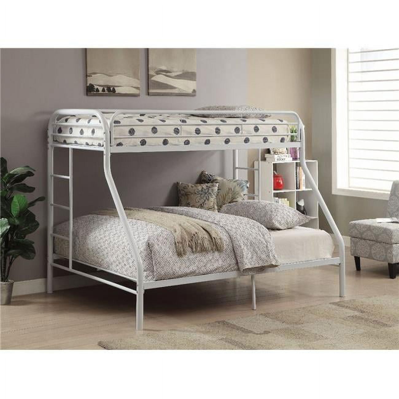 Benzara BM155329 Twin Queen Bunk Bed White Extra Large