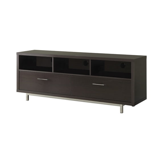 Benzara BM156198 23.5 x 60 x 15.5 in. Fabulously Designed TV Console with Chrome Legs, Brown