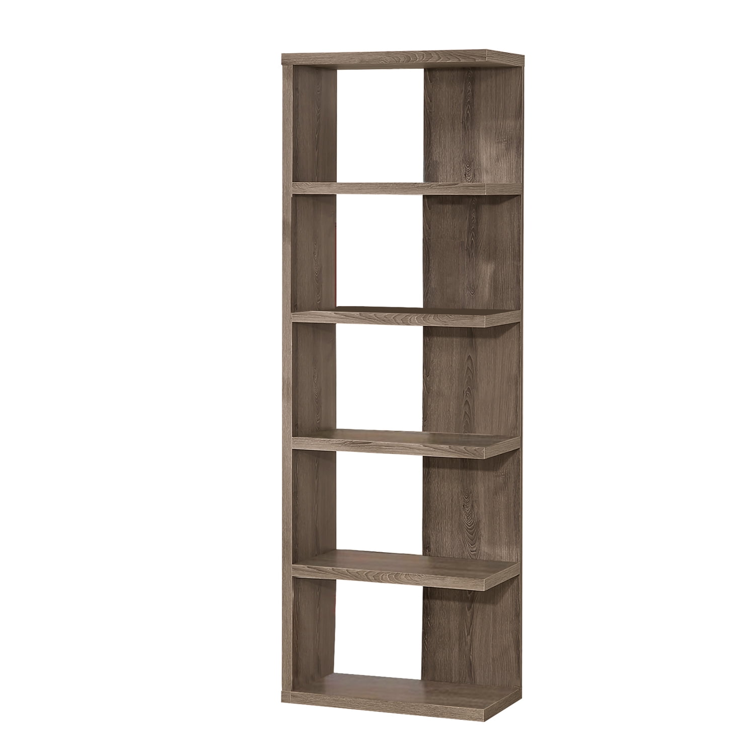 Modern Sleek Gray Wooden Corner Bookcase