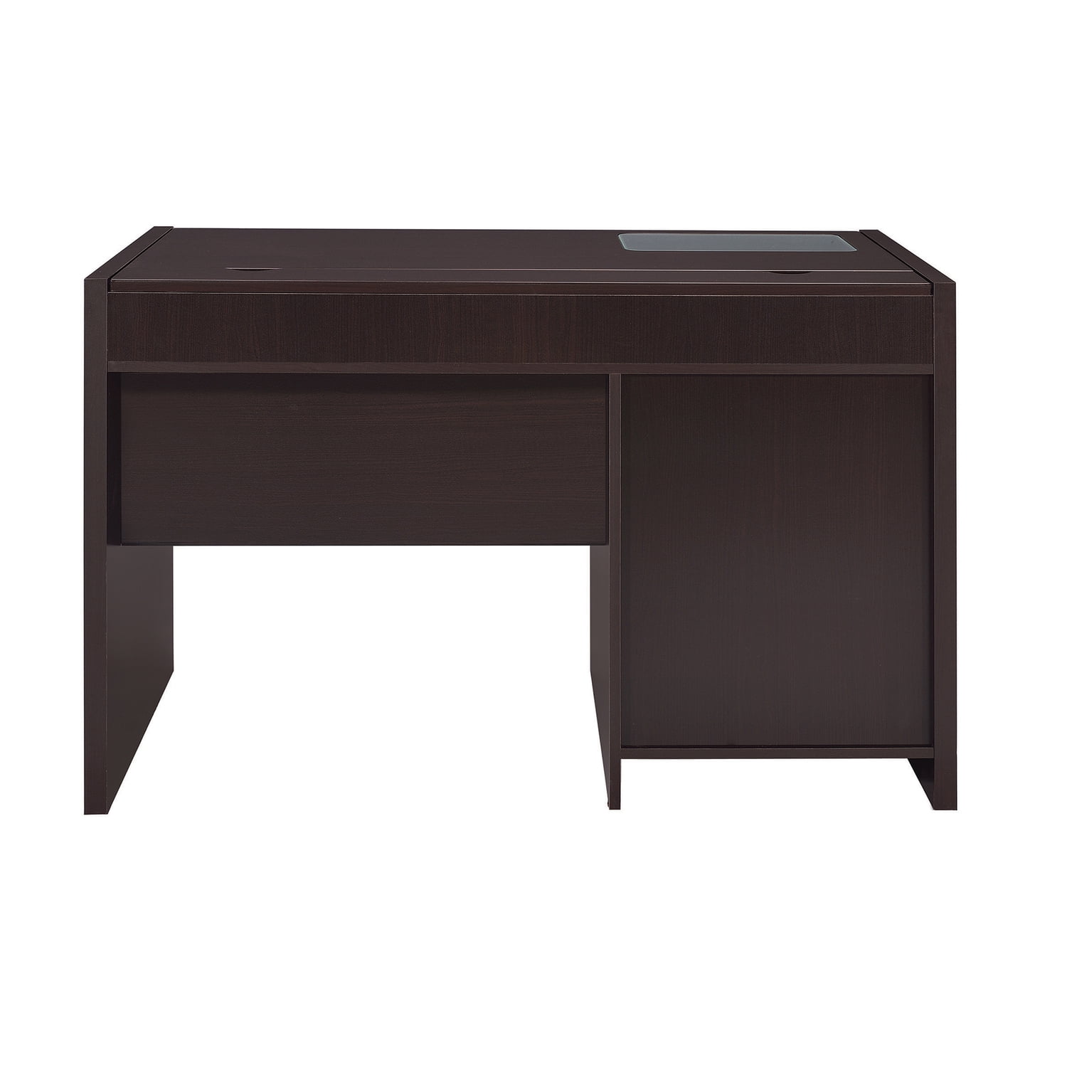 Modern Brown MDF Wood Desk with Keyboard Tray and Power Outlet