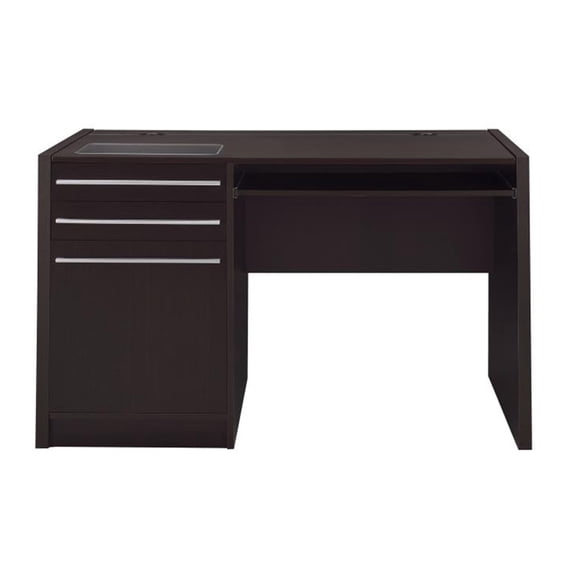 Benjara Contemporary Wooden Connect IT Computer Desk- Brown