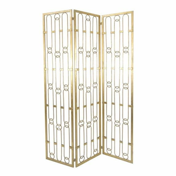 HomeRoots Enchanting Metal 3-Panel Screen, Gold