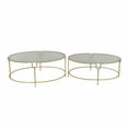 thumbnail image 1 of Benzara BM159539 Stylish Metal & Glass Round Accent Tables, Gold - Set of 2, 1 of 2