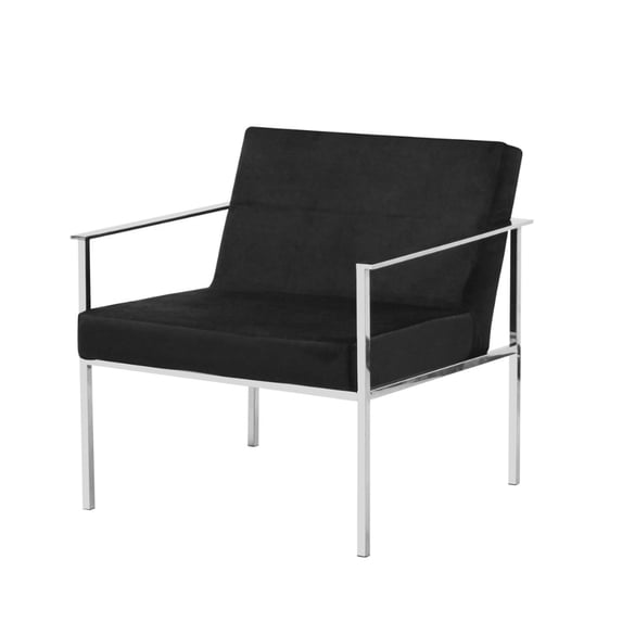 Benzara BM165362 Black/Silver Metal Velveteen Relaxing Arm Chair