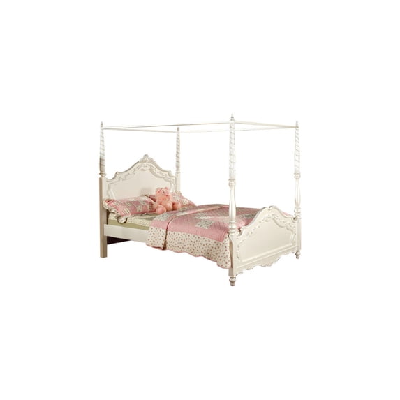 Benzara BM168361 Traditional Wooden Twin Size Bed, White