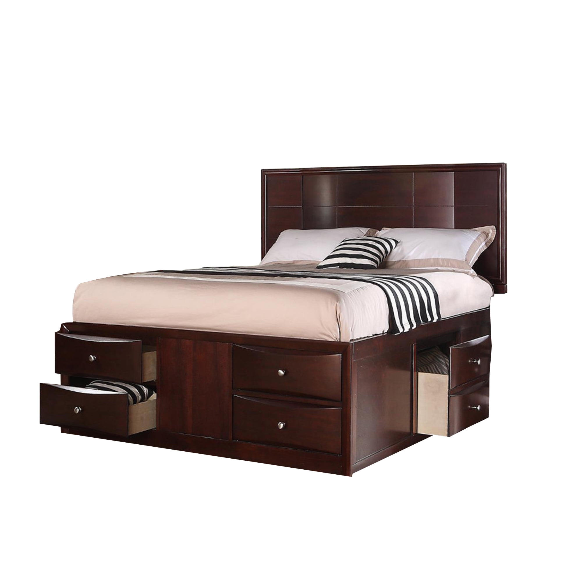 Benzara BM168409 Commodious Queen Bed Drawers, Brown - Walmart.com