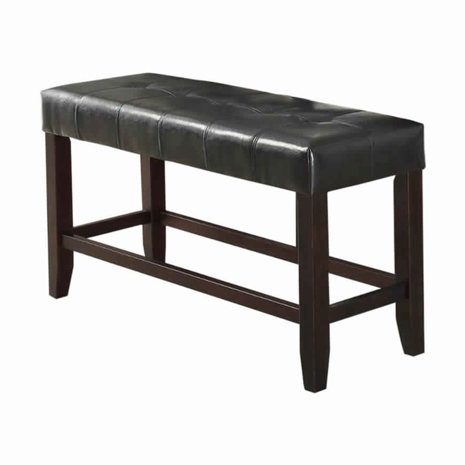 Elegant Faux Leather 49'' Black and Brown Upholstered Bench