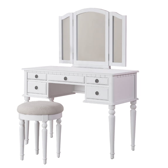 BenJara Wooden Vanity Set With Stool White