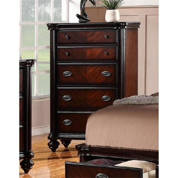 Benzara BM171352 56 x 38 x 19 in. Plywood Medium Density Fiber Board with Pine & Birch Veneer Chest - Brown