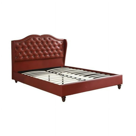 Benzara BM171713 50 x 86 x 76 in. California King Size Upholstered Bed - Red