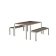 thumbnail image 1 of Benzara Straightforwardly Trendy Anodized Aluminum Table And Bench Set In Gray (Set of 3), 1 of 3