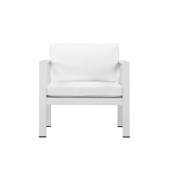 Benzara Desirable Upholstered Anodized Aluminum Chair, White