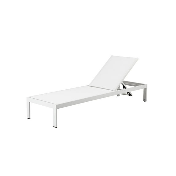 Benzara BM172100 36 x 25 x 76 in. Anodized Aluminum Modern Patio Lounger - White