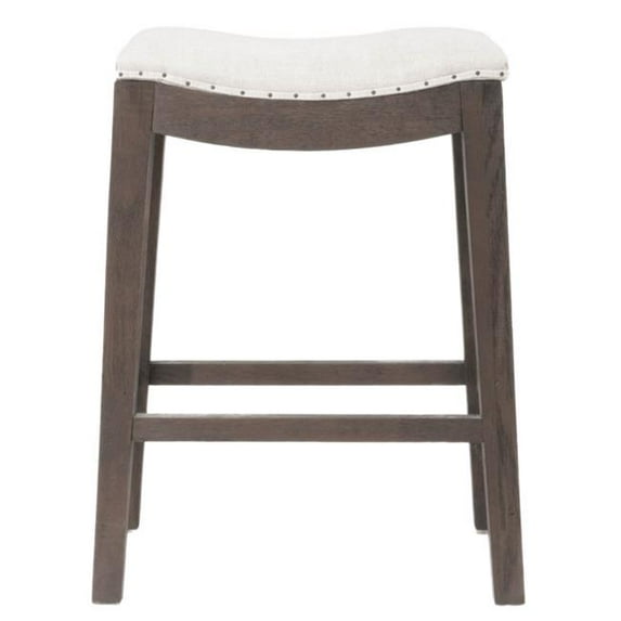 Benzara BM174235 27 x 20 x 14 in. Upholstered Counter Stool, Rustic Java Brown