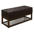 thumbnail image 1 of Benzara BM179772 Bi-Cast Vinyl & Wood Lift-Up Storage Bench with a Shelf, Dark Brown - 20 x 17.5 x 44.75 in., 1 of 2