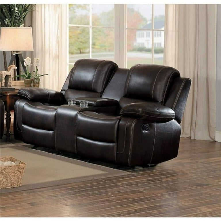 Benzara BM180098 Leatherette Double Glider Recliner Loveseat with