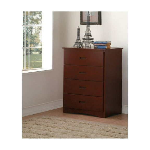Wooden Chest With 4 Drawers, Dark Cherry Brown