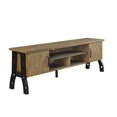 thumbnail image 1 of Benzara BM181314 24.25 x 17 x 72 in. 72 in. Wooden & Metal Frame TV Stand with 3 Open Shelves, Brown, 1 of 2