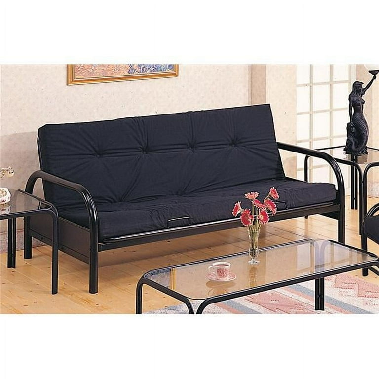 Benzara BM182769 Metallic Adjustable Futon Frame without Mattress Black 33.25 x 78.5 x 41 in