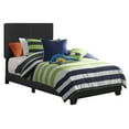 thumbnail image 1 of Benzara Upholstered Contemporary Leather & Wood Twin Size Platform Bed in Black, 1 of 3
