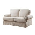 thumbnail image 1 of Benzara BM182873 40 x 66 x 36 in. Linen-Like Fabric Love Seat with T-Cushion Seating, Beige, 1 of 1