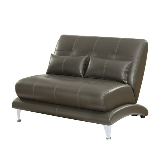 Benzara BM182881 33 x 47.625 x 35 in. Contemporary Leatherette Love Seat with Pillows, Gray