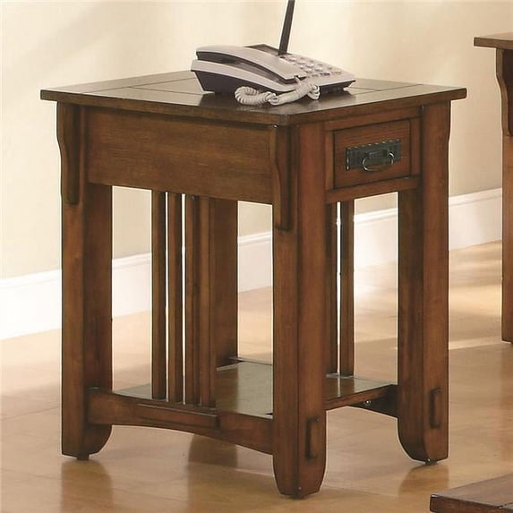 Benzara BM184897 25 x 16 x 23.75 in. Transitional Style Solid Wooden Accent Table with Drawer & Open Shelf, Brown