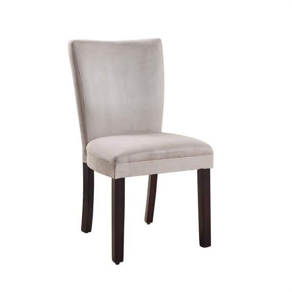 Benzara BM185289 Wooden Parson Dining Chair with Fabric Upholstered Seat & Back, Cream & Brown - 38 x 19 x 23.5 in. - Set of 2